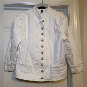 Ralph Lauren (Lauren Jeans Co.) White Jean Jacket with Button Detail Women’s 14